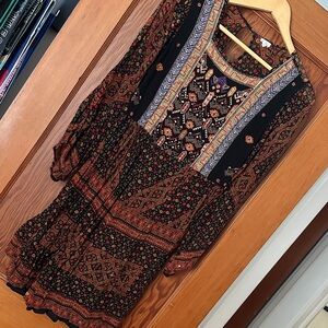 Bohemian Black and Orange Dress